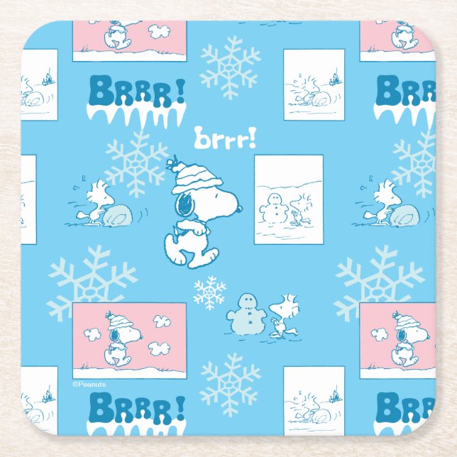 Erdnüsse | Snoopy Snow Day Patterns Rechteckiger Pappuntersetzer (Vorderseite)