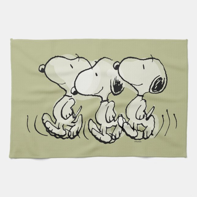 Erdnüsse | Snoopy stolziert einher Geschirrtuch (Horizontal)