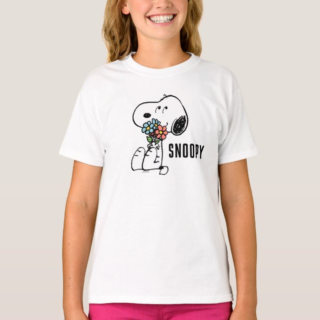 Erdnüsse | Snoopy Stopp & Riechen Sie die Blume T-Shirt (Vorderseite)