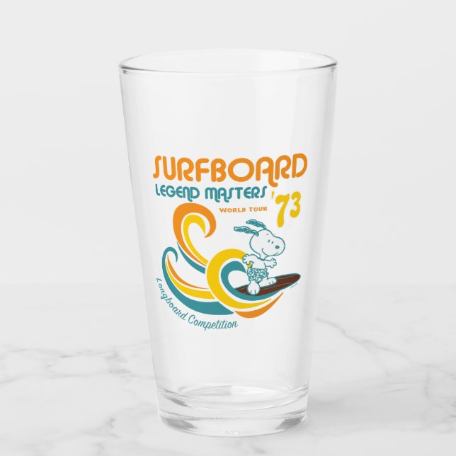 Erdnüsse | Snoopy Surfboard Longboard Wettbewerb Glas (Vorderseite)