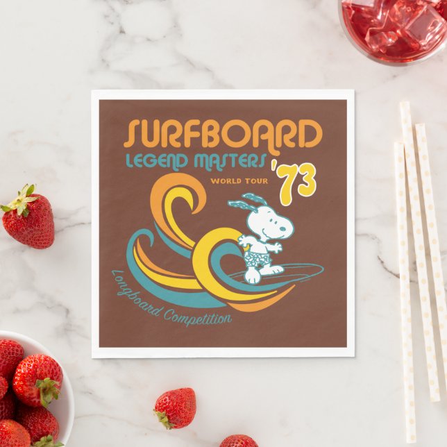 Erdnüsse | Snoopy Surfboard Longboard Wettbewerb Serviette (Beispiel)