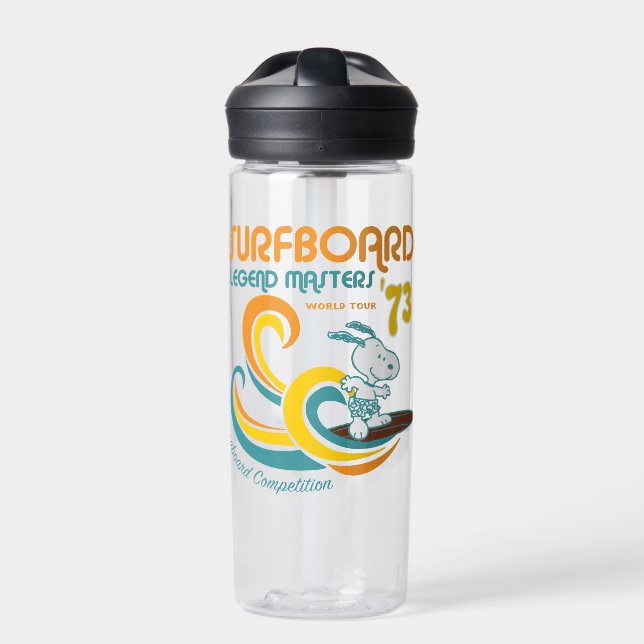Erdnüsse | Snoopy Surfboard Longboard Wettbewerb Trinkflasche (Vorderseite)