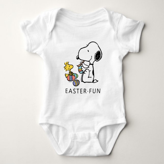 Erdnüsse | Snoopy- und Holzbemalereieier Baby Strampler (Vorderseite)