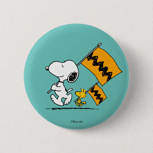Erdnüsse Snoopy- und Holzflaggen Button