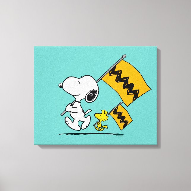 Erdnüsse | Snoopy- und Holzflaggen Leinwanddruck (Vorderseite)