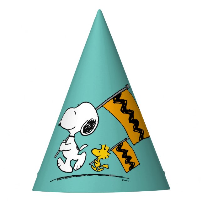 Erdnüsse | Snoopy- und Holzflaggen Partyhütchen (Vorderseite)