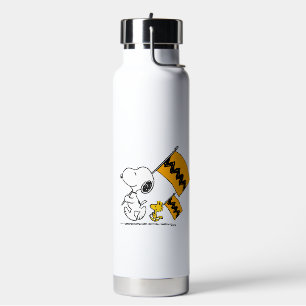 Erdnüsse Snoopy- und Holzflaggen Trinkflasche