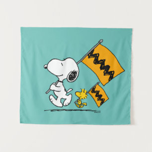 Erdnüsse   Snoopy- und Holzflaggen Wandteppich