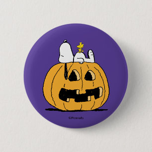 Erdnüsse   Snoopy und Jack-O-Lantern aus Holz Button