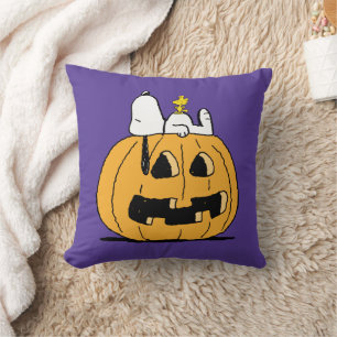 Erdnüsse   Snoopy und Jack-O-Lantern aus Holz Kissen