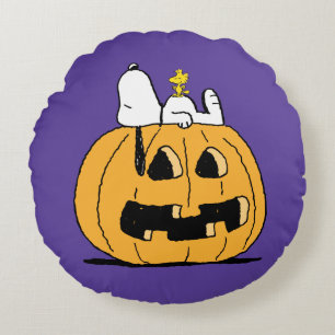 Erdnüsse   Snoopy und Jack-O-Lantern aus Holz Rundes Kissen