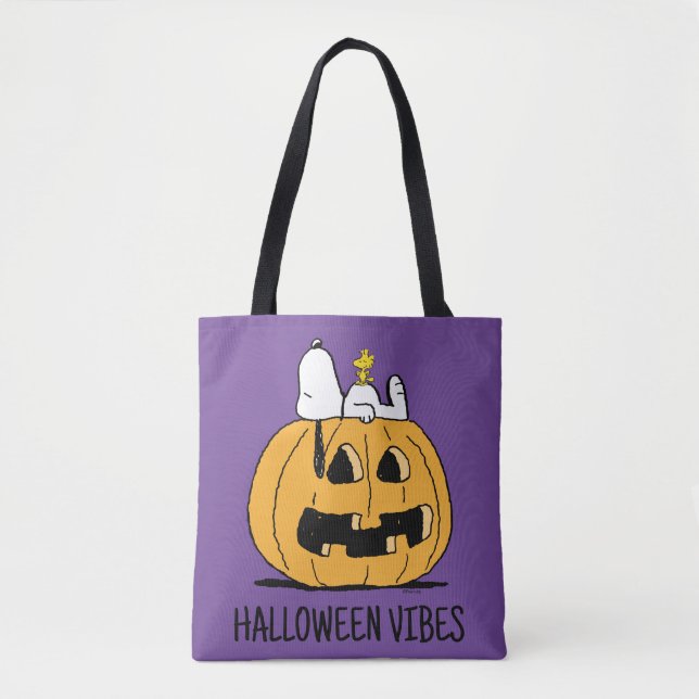 Erdnüsse | Snoopy und Jack-O-Lantern aus Holz Tasche (Vorderseite)