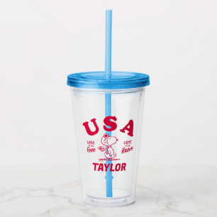 Erdnüsse Snoopy USA Land of the Free Acryltrinkbecher