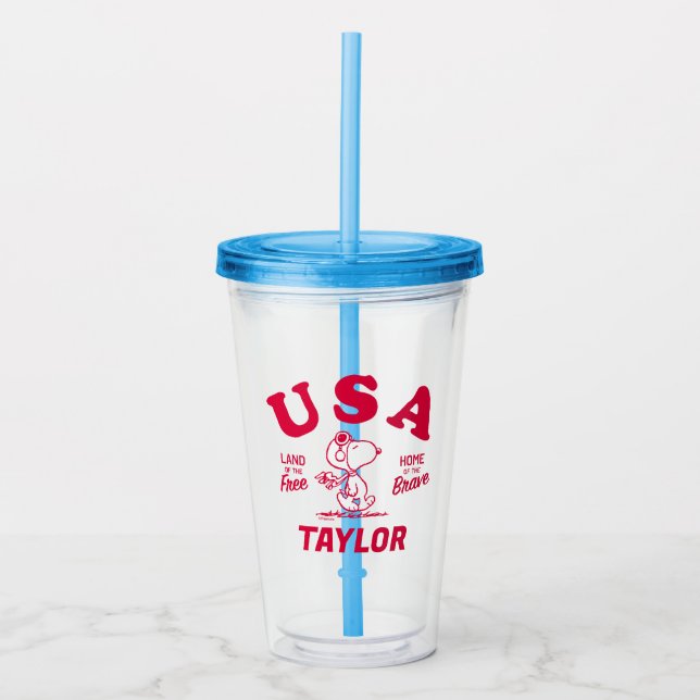 Erdnüsse | Snoopy USA Land of the Free Acryltrinkbecher (Vorderseite)