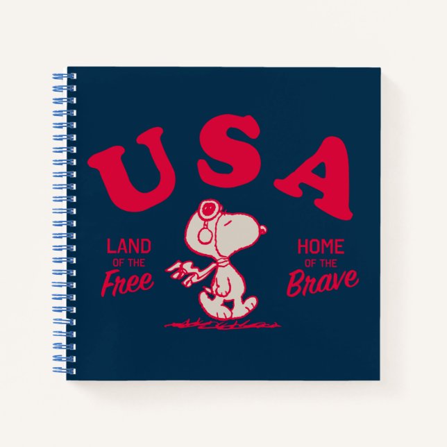 Erdnüsse | Snoopy USA Land of the Free Notizbuch (Vorderseite)