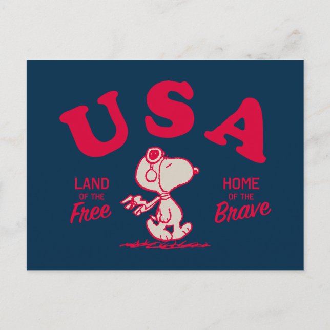 Erdnüsse | Snoopy USA Land of the Free Postkarte (Vorderseite)