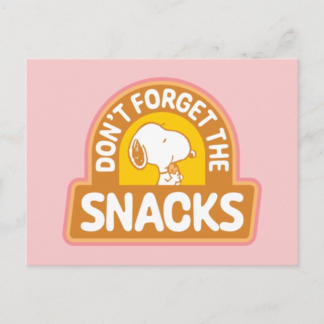 Erdnüsse | Snoopy Vergessen Sie nicht die Snacks Postkarte (Vorderseite)