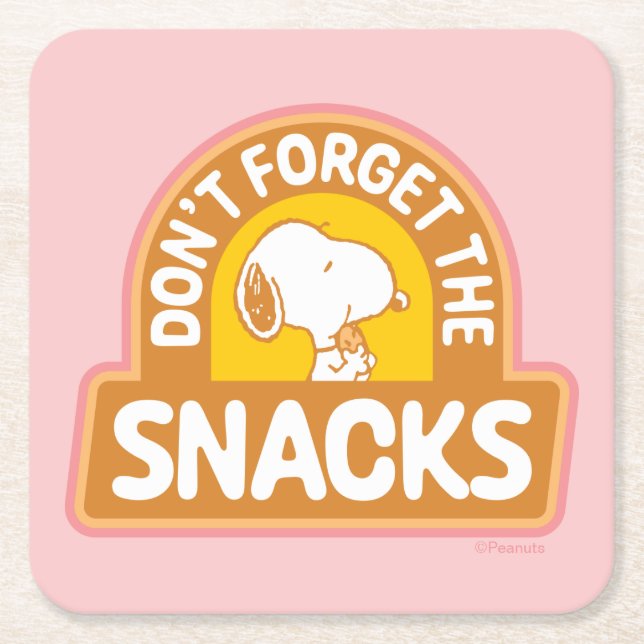 Erdnüsse | Snoopy Vergessen Sie nicht die Snacks Rechteckiger Pappuntersetzer (Vorderseite)