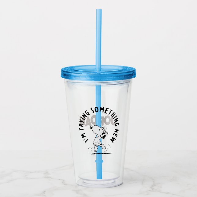 Erdnüsse | Snoopy versucht etwas Neues Acryltrinkbecher (Vorderseite)