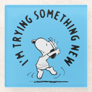 Erdnüsse Snoopy versucht etwas Neues Glasuntersetzer