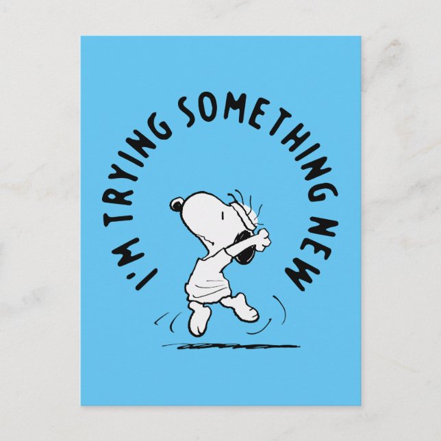 Erdnüsse | Snoopy versucht etwas Neues Postkarte (Vorderseite)