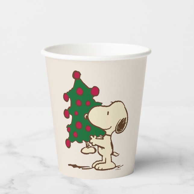 Erdnüsse | Snoopy Weihnachtsbaum Pappbecher (Vorderseite)