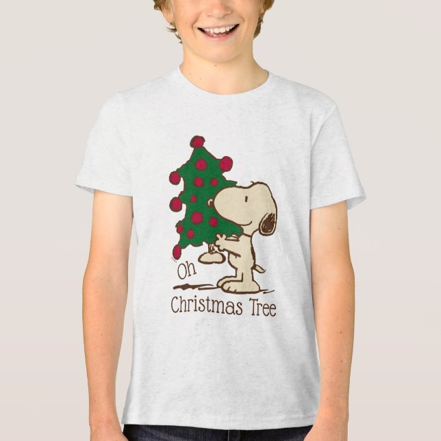 Erdnüsse | Snoopy Weihnachtsbaum Tri-Blend Shirt (Vorderseite)