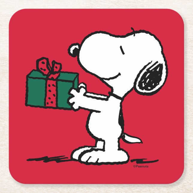 Erdnüsse | Snoopy Weihnachtsgeschenk Rechteckiger Pappuntersetzer (Vorderseite)