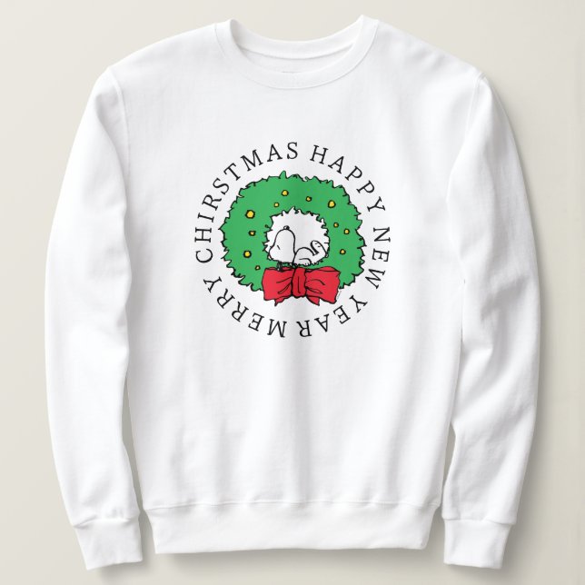 Erdnüsse | Snoopy Weihnachtskranz Sweatshirt (Design vorne)