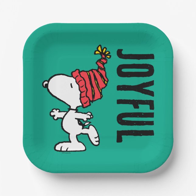 Erdnüsse | Snoopy Winter Beanie Cap Pappteller (Vorderseite)