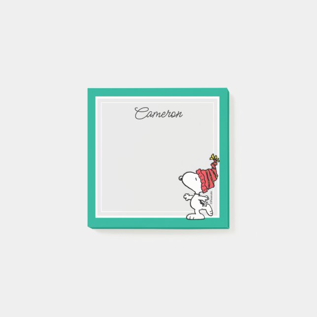 Erdnüsse | Snoopy Winter Beanie Cap Post-it Klebezettel (Vorderseite)