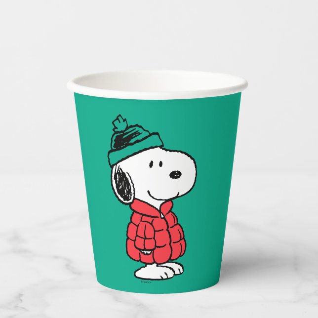 Erdnüsse | Snoopy Winter Coat & Hat Pappbecher (Vorderseite)