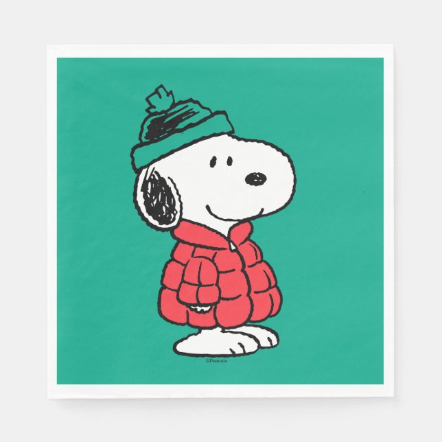 Erdnüsse | Snoopy Winter Coat & Hat Serviette (Vorderseite)
