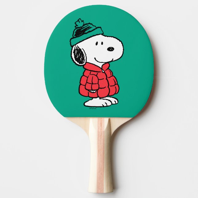 Erdnüsse | Snoopy Winter Coat & Hat Tischtennis Schläger (Vorderseite)