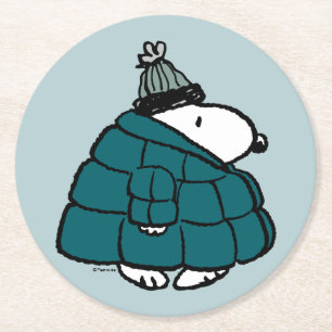 Erdnüsse Snoopy Winter Puffer Jacket Runder Pappuntersetzer