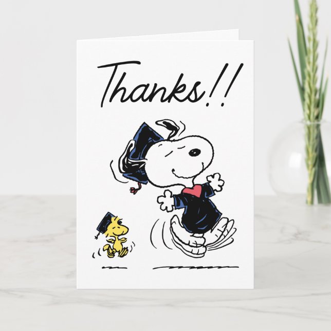 Erdnüsse | Snoopy & Woodstock Abschluss Vielen Dan Dankeskarte (Vorderseite)