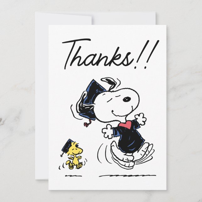 Erdnüsse | Snoopy & Woodstock Abschluss Vielen Dan Dankeskarte (Vorderseite)