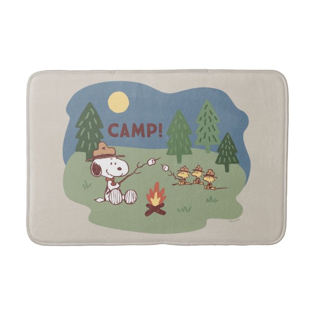 Erdnüsse | Snoopy & Woodstock am Campfire Badematte (Vorderseite)