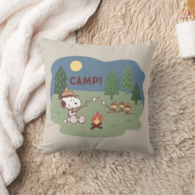 Erdnüsse | Snoopy & Woodstock am Campfire Kissen (Decke)