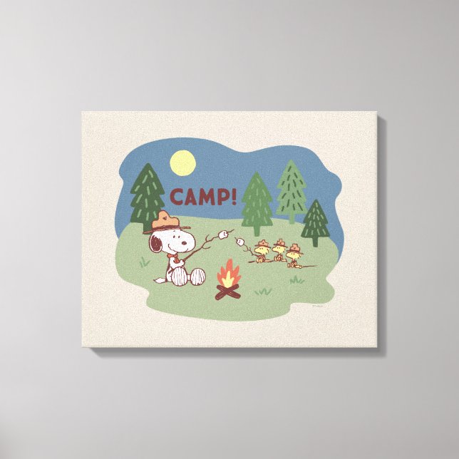 Erdnüsse | Snoopy & Woodstock am Campfire Leinwanddruck (Vorderseite)