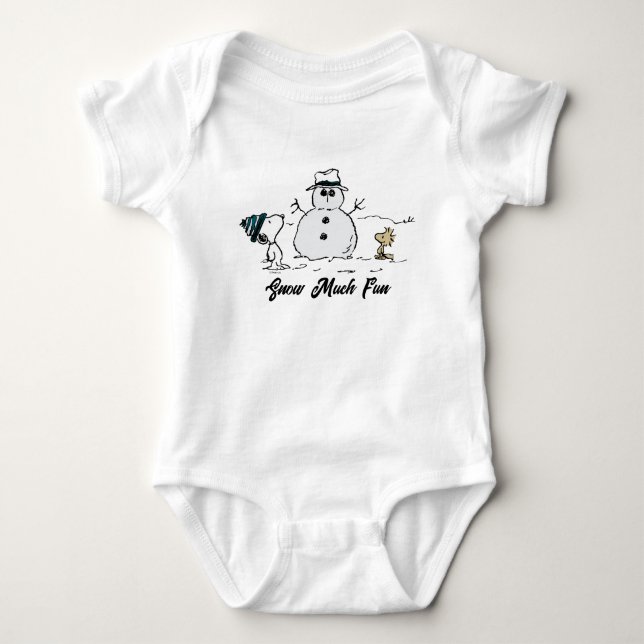 Erdnüsse | Snoopy & Woodstock Bau a Snowman Baby Strampler (Vorderseite)