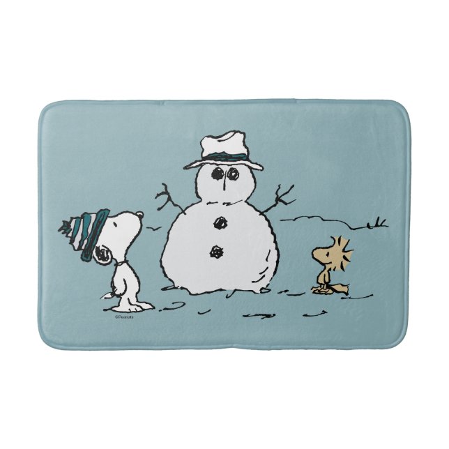 Erdnüsse | Snoopy & Woodstock Bau a Snowman Badematte (Vorderseite)