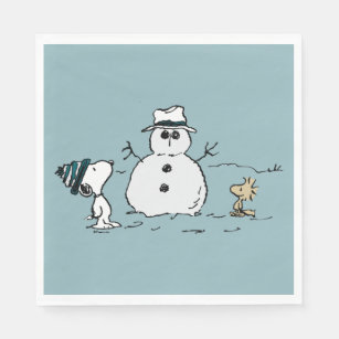 Erdnüsse   Snoopy & Woodstock Bau a Snowman Serviette
