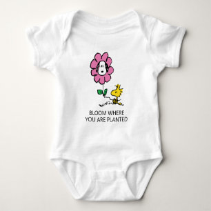Erdnüsse   Snoopy & Woodstock-Blume Baby Strampler