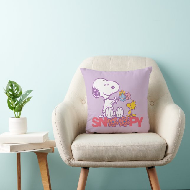 Erdnüsse | Snoopy & Woodstock-Blume Kissen (Stuhl )