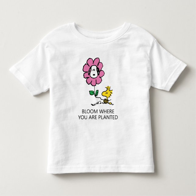 Erdnüsse | Snoopy & Woodstock-Blume Kleinkind T-shirt (Vorderseite)