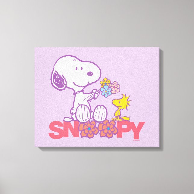 Erdnüsse | Snoopy & Woodstock-Blume Leinwanddruck (Vorderseite)