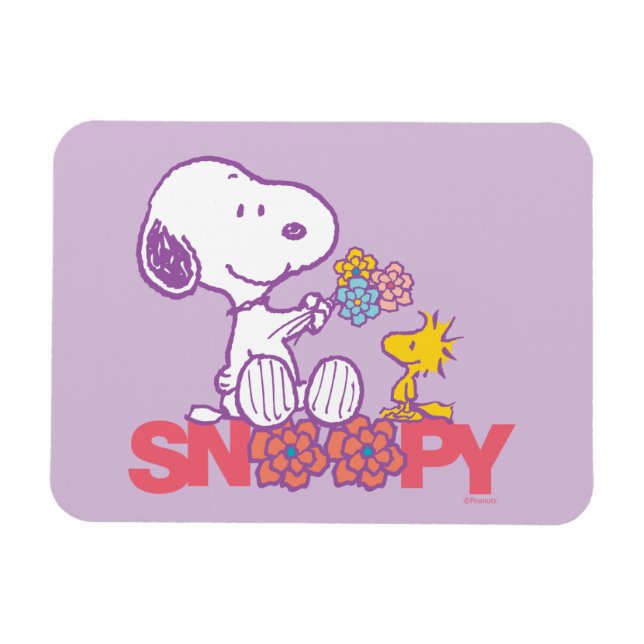 Erdnüsse | Snoopy & Woodstock-Blume Magnet (Horizontal)