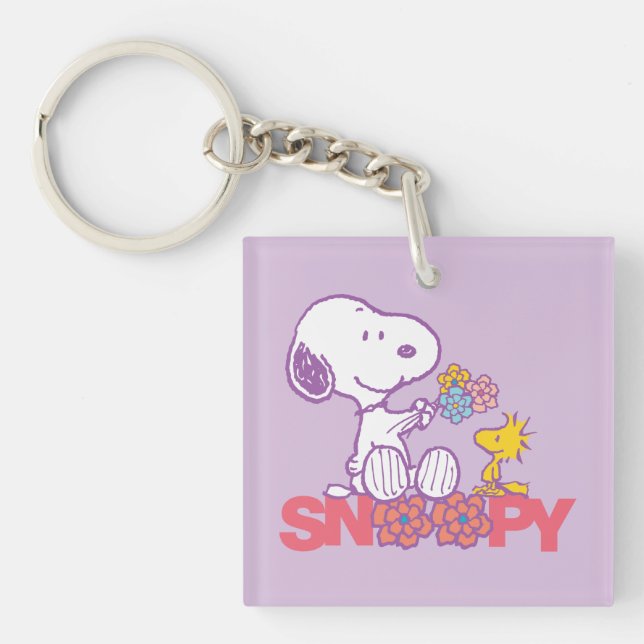 Erdnüsse | Snoopy & Woodstock-Blume Schlüsselanhänger (Vorderseite)