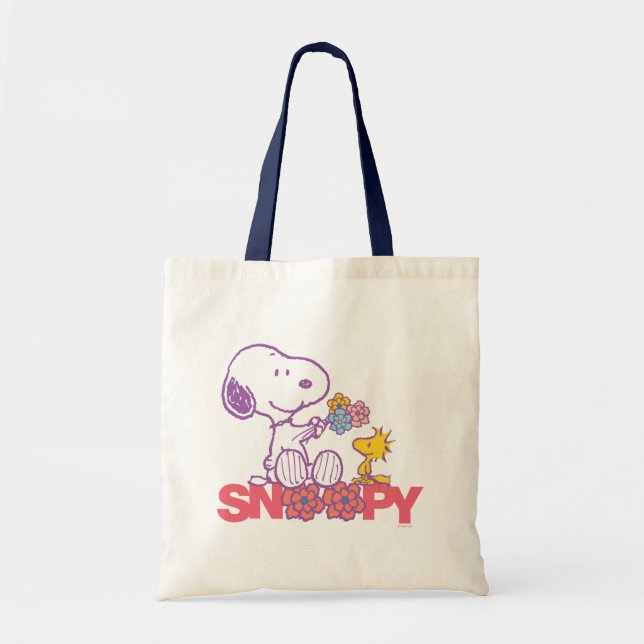 Erdnüsse | Snoopy & Woodstock-Blume Tragetasche (Vorne)